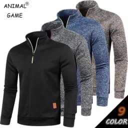 Animal Game Outdoor Men's Zipper Sweatshirts Long Sleeve Pullover Solid Streetwear Warm Jacket Sport Lightweight Work Coats