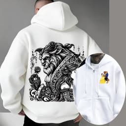 Beauty and the Beast Women Zipper Hoodie Cartoon Anime Spring Autumn Men Sweatshirt 2026 New Fashion Couple Jackets Coats