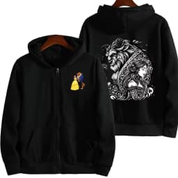 Beauty and the Beast Women Zipper Hoodie Cartoon Anime Spring Autumn Men Sweatshirt 2026 New Fashion Couple Jackets Coats