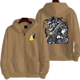 Beauty and the Beast Women Zipper Hoodie Cartoon Anime Spring Autumn Men Sweatshirt 2026 New Fashion Couple Jackets Coats