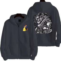 Beauty and the Beast Women Zipper Hoodie Cartoon Anime Spring Autumn Men Sweatshirt 2026 New Fashion Couple Jackets Coats