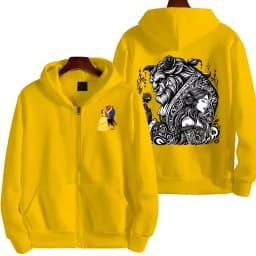 Beauty and the Beast Women Zipper Hoodie Cartoon Anime Spring Autumn Men Sweatshirt 2026 New Fashion Couple Jackets Coats