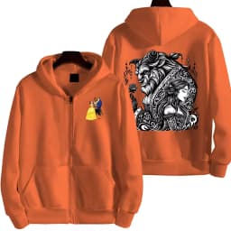 Beauty and the Beast Women Zipper Hoodie Cartoon Anime Spring Autumn Men Sweatshirt 2026 New Fashion Couple Jackets Coats