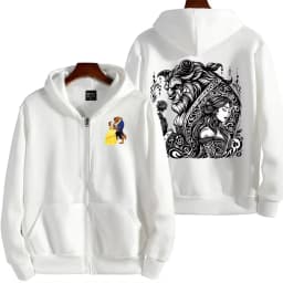 Beauty and the Beast Women Zipper Hoodie Cartoon Anime Spring Autumn Men Sweatshirt 2026 New Fashion Couple Jackets Coats