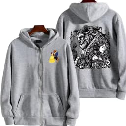 Beauty and the Beast Women Zipper Hoodie Cartoon Anime Spring Autumn Men Sweatshirt 2026 New Fashion Couple Jackets Coats