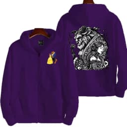 Beauty and the Beast Women Zipper Hoodie Cartoon Anime Spring Autumn Men Sweatshirt 2026 New Fashion Couple Jackets Coats