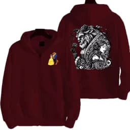 Beauty and the Beast Women Zipper Hoodie Cartoon Anime Spring Autumn Men Sweatshirt 2026 New Fashion Couple Jackets Coats