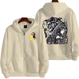 Beauty and the Beast Women Zipper Hoodie Cartoon Anime Spring Autumn Men Sweatshirt 2026 New Fashion Couple Jackets Coats