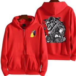 Beauty and the Beast Women Zipper Hoodie Cartoon Anime Spring Autumn Men Sweatshirt 2026 New Fashion Couple Jackets Coats