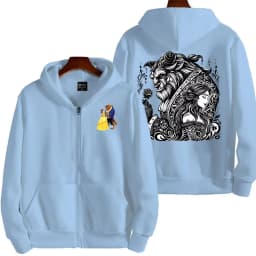 Beauty and the Beast Women Zipper Hoodie Cartoon Anime Spring Autumn Men Sweatshirt 2026 New Fashion Couple Jackets Coats