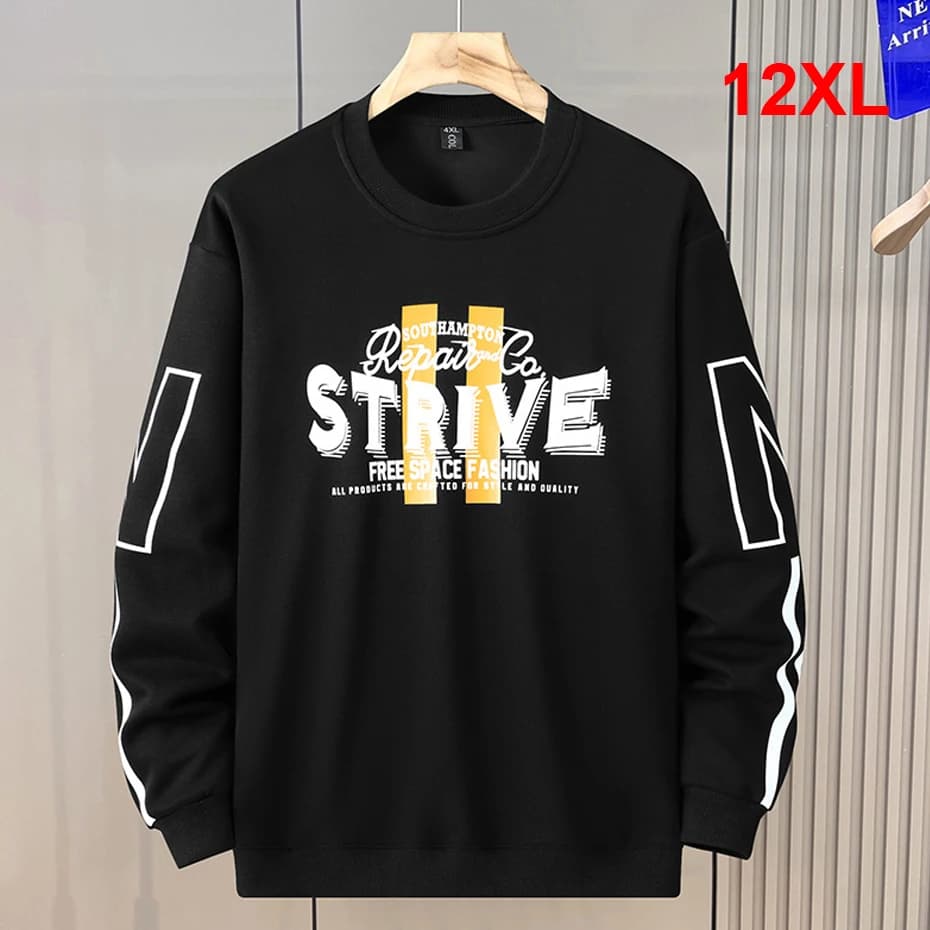 12XL Plus Size Sweatshirts Men Spring Autumn Print Sweatshirt Fashion Casual O-neck Pullover Male Big Size 12XL