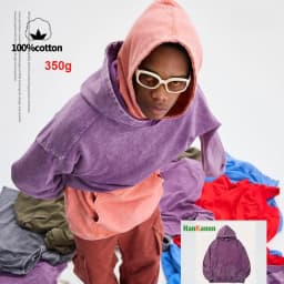 350g Pure Cotton Loose Hooded Sweatshirt | Snowflake Vintage Washed & Wax Dyed | Unisex Autumn/Winter Oversized Top