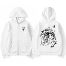 Anime JoJo's Bizarre Adventure Zipper Hoodie Drop Dio Over Heaven Print Zip Up Jacket Men Women Casual Vintage Zip Up Sweatshirt