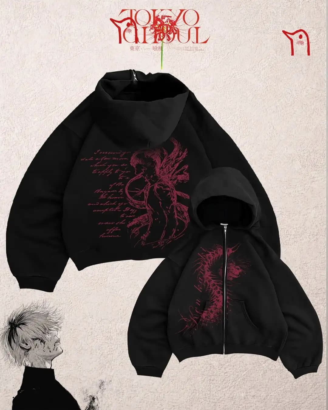 Y2k Tokio Ghoul Collection Hoodies Women Harajuku Streetwear Pullover Zip Up Anime Hoodie Sweatshirt Tracksuit Men Clothing