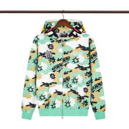 High Street Graffiti Letter Print Terry Zipper Hooded Hoodies for Men and Women Cardigan Hip Hop Loose Cotton Sweatshirts Jacket