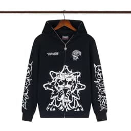 High Street Graffiti Letter Print Terry Zipper Hooded Hoodies for Men and Women Cardigan Hip Hop Loose Cotton Sweatshirts Jacket