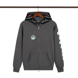 High Street Graffiti Letter Print Terry Zipper Hooded Hoodies for Men and Women Cardigan Hip Hop Loose Cotton Sweatshirts Jacket