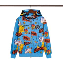 High Street Graffiti Letter Print Terry Zipper Hooded Hoodies for Men and Women Cardigan Hip Hop Loose Cotton Sweatshirts Jacket