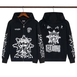 High Street Graffiti Letter Print Terry Zipper Hooded Hoodies for Men and Women Cardigan Hip Hop Loose Cotton Sweatshirts Jacket