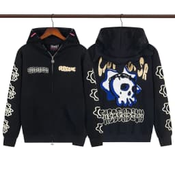 High Street Graffiti Letter Print Terry Zipper Hooded Hoodies for Men and Women Cardigan Hip Hop Loose Cotton Sweatshirts Jacket