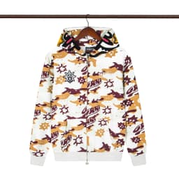 High Street Graffiti Letter Print Terry Zipper Hooded Hoodies for Men and Women Cardigan Hip Hop Loose Cotton Sweatshirts Jacket