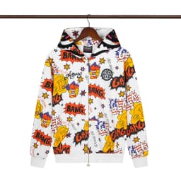 High Street Graffiti Letter Print Terry Zipper Hooded Hoodies for Men and Women Cardigan Hip Hop Loose Cotton Sweatshirts Jacket