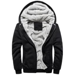 Black Hoodies Men 2026 Winter Jacket Fashion Thick Men's Hooded Sweatshirt Male Warm Fur Liner Sportswear Tracksuits Mens Coat