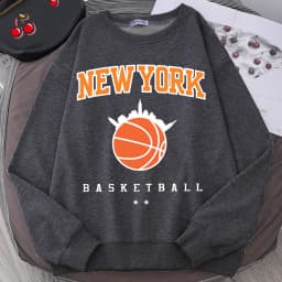 New York Basketball Game Sweatshirt For Men Autumn Loose Casualwear Hipster Soft Pullover Unisex Fashion Hip Hop Clothing