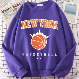 New York Basketball Game Sweatshirt For Men Autumn Loose Casualwear Hipster Soft Pullover Unisex Fashion Hip Hop Clothing