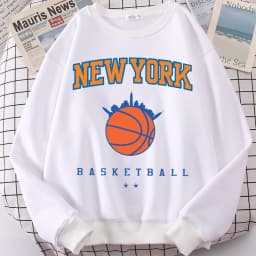New York Basketball Game Sweatshirt For Men Autumn Loose Casualwear Hipster Soft Pullover Unisex Fashion Hip Hop Clothing
