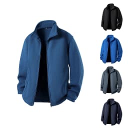 Men's Fleece Autumn and Winter Style Sweatshirts Men Thick Fleece Windproof Stand Up Collar Cardigan Sweatshirts Zipper Jackets