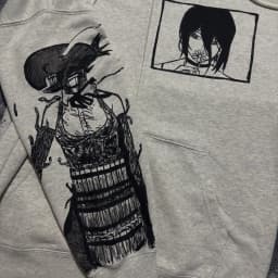 DENJIxREZE hoodies grey y2k chainsawman pullover streetwear top harajuku oversized sweatshirt zipper hoodie women men clothes