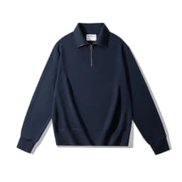 Ok4501 Men'S Sweatshirts Spring Autumn Simple Fashion Zipper Lapel Solid Color Good Quality Heavyweight 450g Male Pullovers Tops