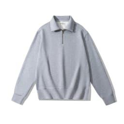 Ok4501 Men'S Sweatshirts Spring Autumn Simple Fashion Zipper Lapel Solid Color Good Quality Heavyweight 450g Male Pullovers Tops