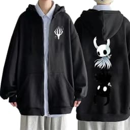 Game Hollow Void Hollow Knight Zipper Hoodie Mens Fashion Hooded Sweatshirt All-match Men Women Anime Black Loose Zip Up Jacket