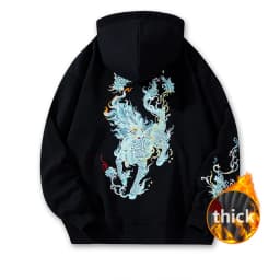 Vintage Hoodies Men Dragon Embroidery Hoodies Women Hip Hop Hooded Sweatshirt Chinese Streetwear Hoody Cotton Fleece Pullover