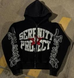 2024 American Retro Cross Print New Black Loose Zipper Hoodie Men's Street Harajuku Super David Jacket Y2K Punk Couple Jacket