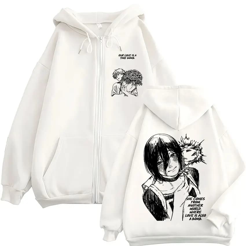 Anime Chainsaw Man Denji Reze manga zipper hoodie men's fashion zipper hoodie jacket jacket