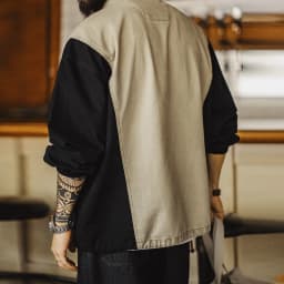 Maden Men's Half Zip Sweatshirt Cotton Stand Collar Pullover Color Block Loose Fit Workwear Streetwear Casual Top Fall