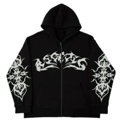 Y2K retro grey zip hoodies women card printed cardigan long sleeves personalized patterns new york street style street hooded