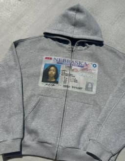 Y2K retro grey zip hoodies women card printed cardigan long sleeves personalized patterns new york street style street hooded