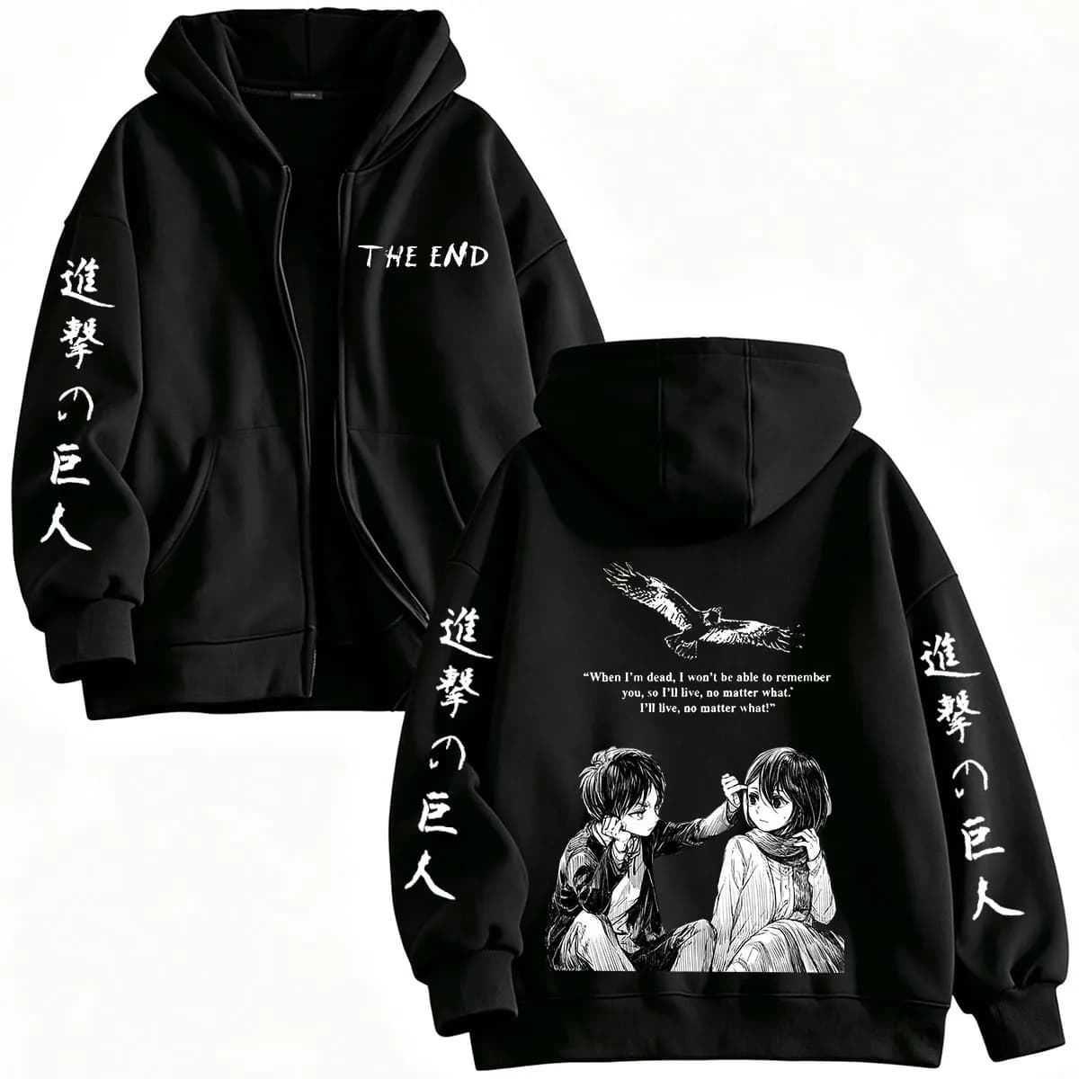 Anime "Attack on Titan" Mikasa Ackerman Allen Yeager Zipper Hoodie Men's Clothing Long Sleeve Zipper Hoodie Jacket Coat