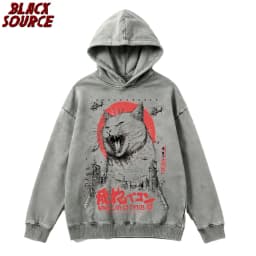 T251 Funny Cute Japanese Cat Graphic Hoodie, Cat Lover Pullover Sweatshirt, Women's Casual Streetwear, Artistic Print