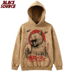 T251 Funny Cute Japanese Cat Graphic Hoodie, Cat Lover Pullover Sweatshirt, Women's Casual Streetwear, Artistic Print