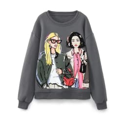 Sivatu TRAF Women Sweatshirts 2026 New Fashion Beauty Girls Print Casual Sweatshirts Female O Neck Hoodies Chic Pullovers Tops