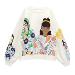 Sivatu TRAF Women Sweatshirts 2026 New Fashion Beauty Girls Print Casual Sweatshirts Female O Neck Hoodies Chic Pullovers Tops