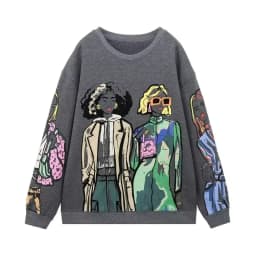 Sivatu TRAF Women Sweatshirts 2026 New Fashion Beauty Girls Print Casual Sweatshirts Female O Neck Hoodies Chic Pullovers Tops