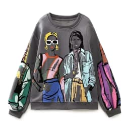 Sivatu TRAF Women Sweatshirts 2026 New Fashion Beauty Girls Print Casual Sweatshirts Female O Neck Hoodies Chic Pullovers Tops