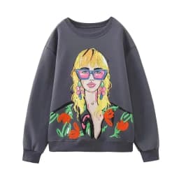 Sivatu TRAF Women Sweatshirts 2026 New Fashion Beauty Girls Print Casual Sweatshirts Female O Neck Hoodies Chic Pullovers Tops