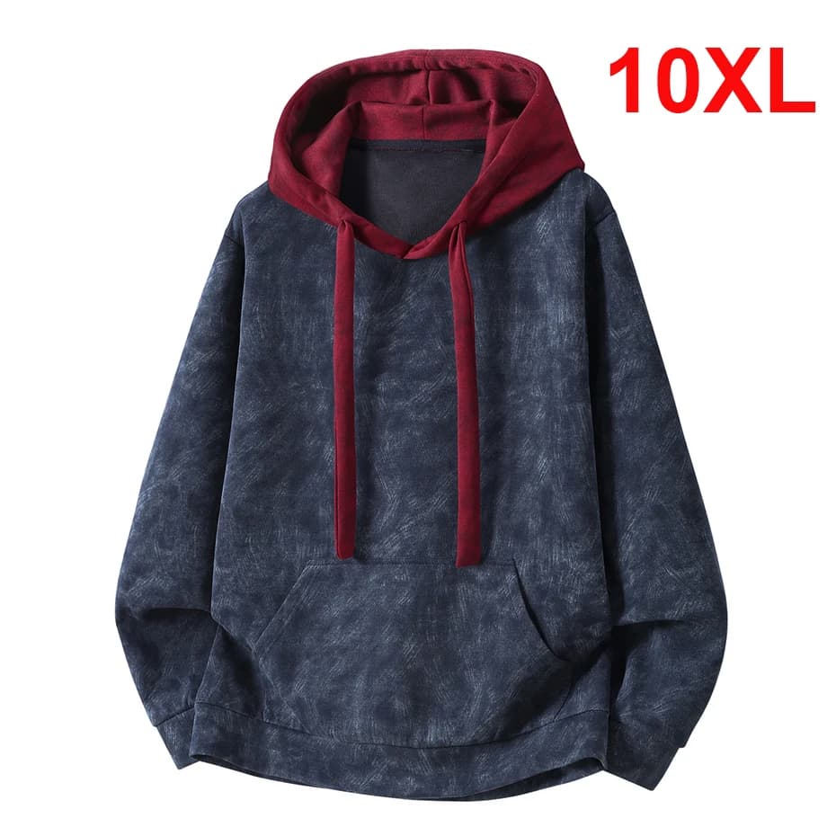 Vintage Tie-dye Hoodie Men 10XL Plus Size Hoodie Spring Autumn Hooded Color Block Hoodies Male Big Size 10XL